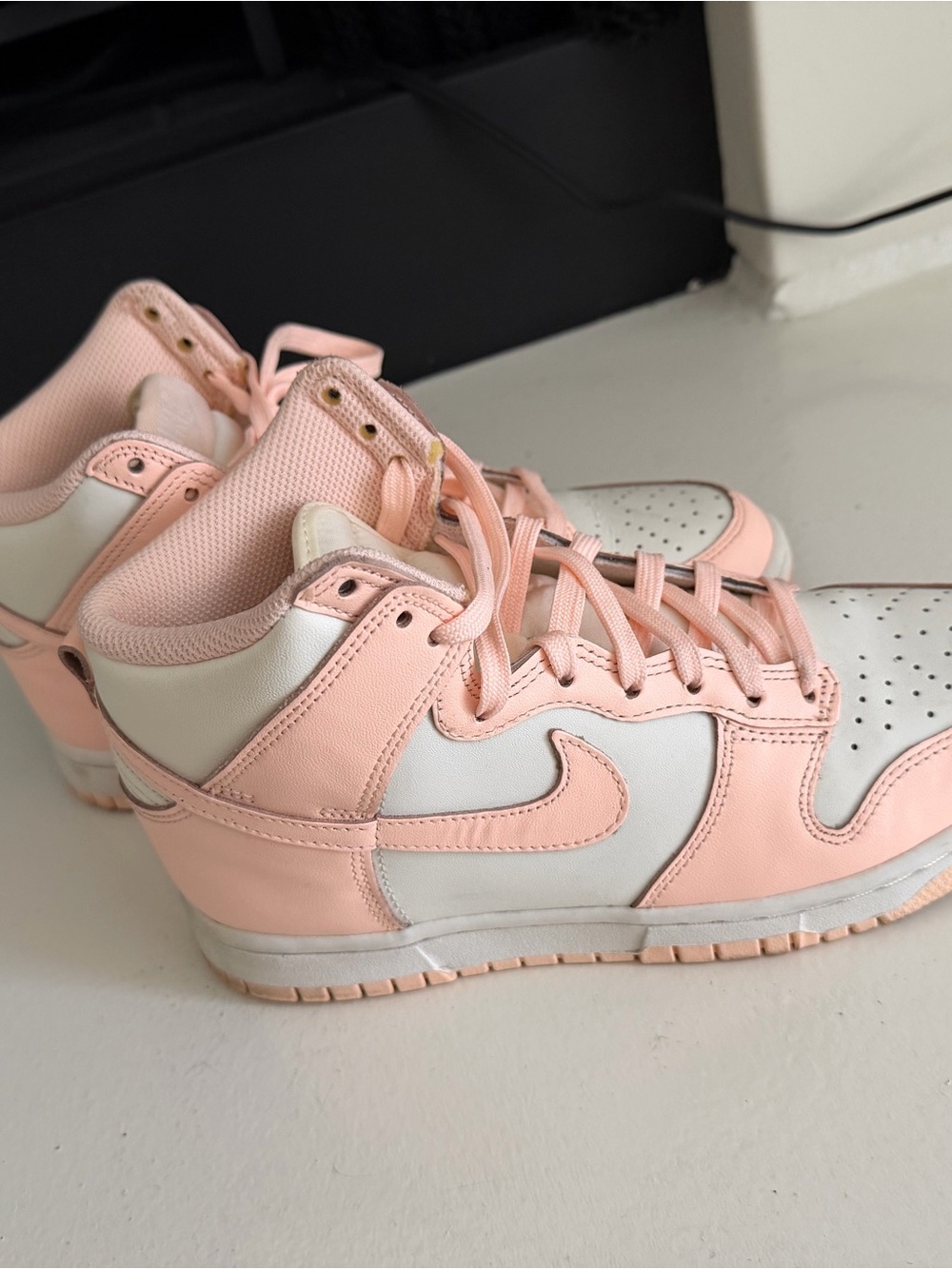 Nike Women’s Mid-Top Sneakers in Pale Pink and White